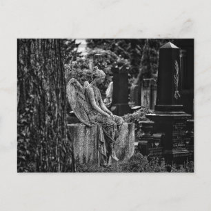 Zwarte witte fotografie melancholineangel briefkaart