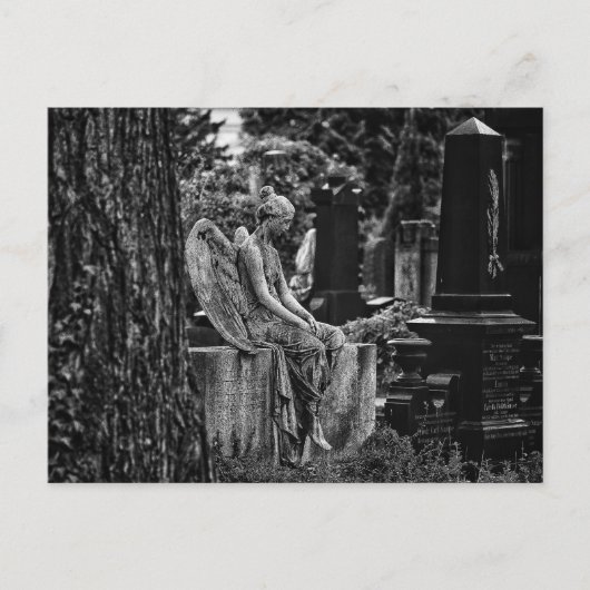 Zwarte witte fotografie melancholineangel briefkaart (Voorkant)