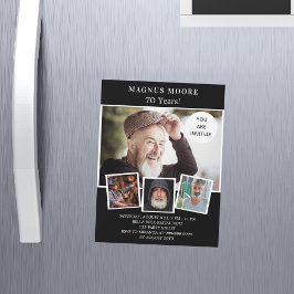 Zwarte witte foto's, luxe foto's op jaardag magnetische uitnodiging