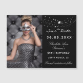 Zwarte witte fotoverjaardag sparen de datummagneet (Voorkant)