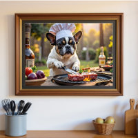 Zwarte witte Franse Bulldog Grill Chef