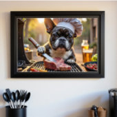 Zwarte witte Franse Bulldog Grillmaster Poster