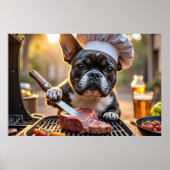 Zwarte witte Franse Bulldog Grillmaster Poster (Voorkant)