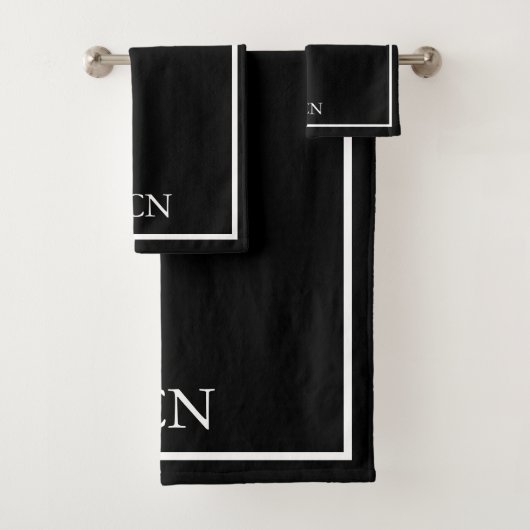 Zwarte-witte geborduurde klassieker bad handdoek (Insitu)