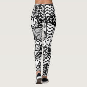 Zwarte & Witte Gekke, Unieke, Retro Patronen 3 Leggings (Achterkant)