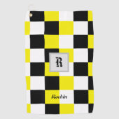 Zwarte witte gele controleur golfhanddoek (Voorkant)