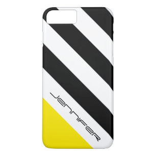 Zwarte, witte, gele Stripe Chic-minimalistische na iPhone 8/7 Plus Hoesje