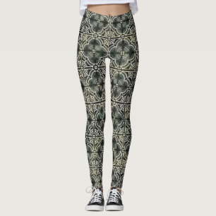 Zwarte witte geometrische Franse Vintage Fleur de  Leggings