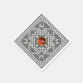 ZWARTE WITTE GEOMETRISCHE LACE RED GEM STONE MONOG SERVET (Hoek)