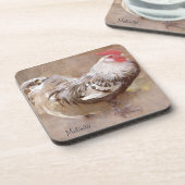Zwarte & Witte Gespikkelde Haan Bier Onderzetter (Linkerzijde)