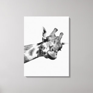 Zwarte witte giraffe afrikaans dier peekaboe foto canvas afdruk