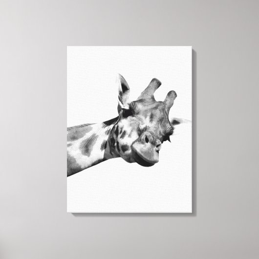 Zwarte witte giraffe afrikaans dier peekaboe foto canvas afdruk (Voorkant)