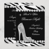 Zwarte witte glamour Night Zebra Glitter Shoes Kaart (Voorkant / Achterkant)