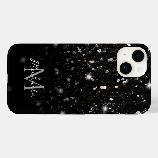 Zwarte witte glans Case-Mate iPhone case (Achterkant (horizontaal))