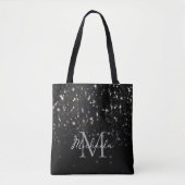 Zwarte witte glans tote bag (Voorkant)