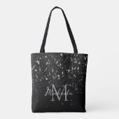 Zwarte witte glans tote bag (Achterkant)