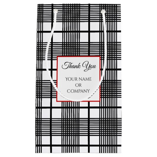 Zwarte Witte Glen Plaid Patroon Cadeautas Bewerkba (Voorkant)