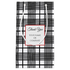 Zwarte Witte Glen Plaid Patroon Geschenktas Bewerk Klein Cadeauzakje