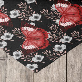 Zwarte witte Gothic bloemig met rode vlinders Tissuepapier