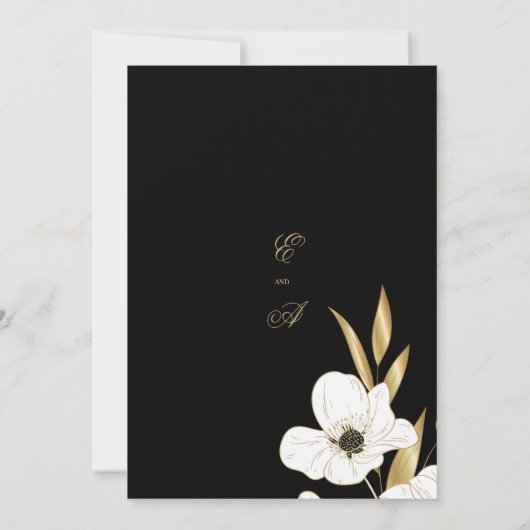 Zwarte witte goudelegante luxe bruinbruiloft kaart (Achterkant)