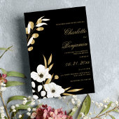 Zwarte witte goudelegante luxe bruinbruiloft kaart