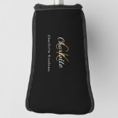 Zwarte witte goudmonogram initiaal naam golfheadcover (Draai 90)