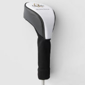 Zwarte witte goudmonogram initiaal naam golfheadcover (Schuin)