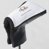 Zwarte witte goudmonogram initiaal naam golfheadcover (3/4 voorkant)