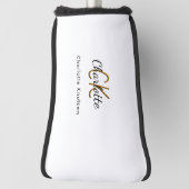 Zwarte witte goudmonogram initiaal naam golfheadcover (Draai 90)
