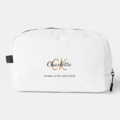 Zwarte witte goudmonogram initiaal naam toilettasje (Voorkant)