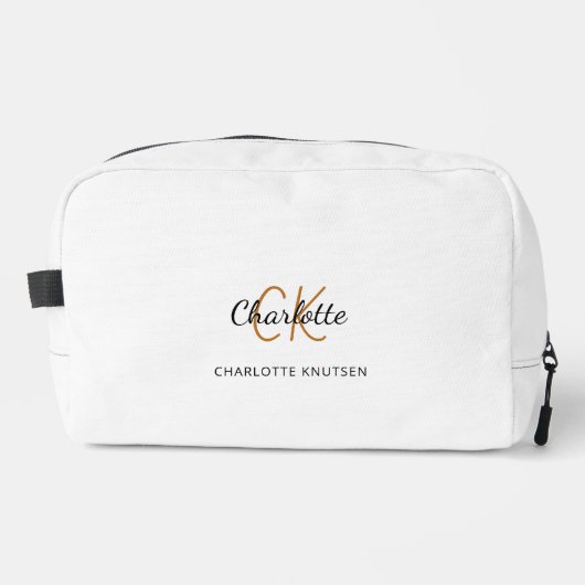 Zwarte witte goudmonogram initiaal naam toilettasje (Voorkant)