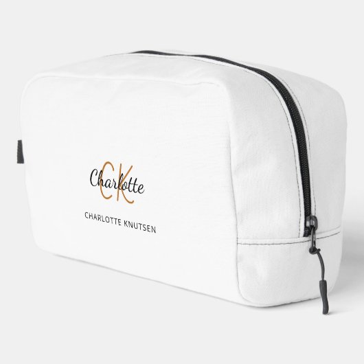 Zwarte witte goudmonogram initiaal naam toilettasje (Rechterhoek)