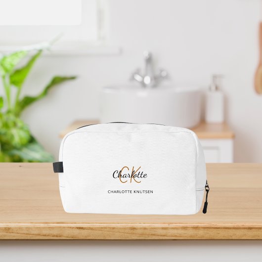 Zwarte witte goudmonogram initiaal naam toilettasje