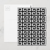 zwarte witte griekse sleutel briefkaart (Voorkant / Achterkant)