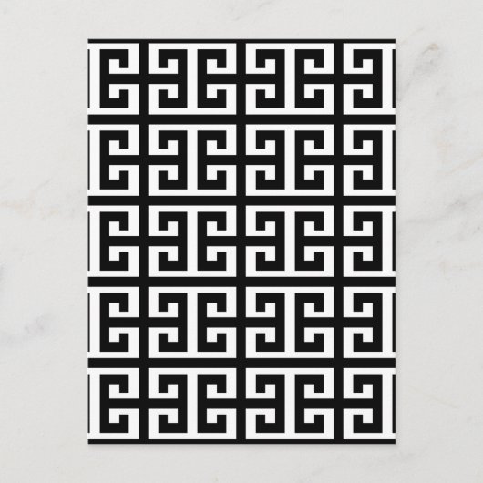 zwarte witte griekse sleutel briefkaart (Voorkant)