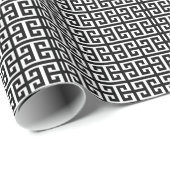 zwarte witte griekse sleutel cadeaupapier (Rol Hoek)
