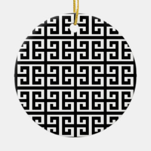 zwarte witte griekse sleutel keramisch ornament