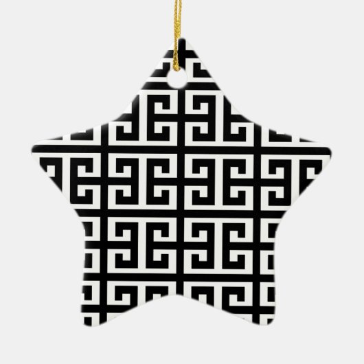 zwarte witte griekse sleutel keramisch ornament (Voorkant)