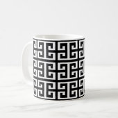 zwarte witte griekse sleutel koffiemok (Voorkant links)