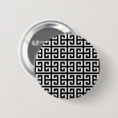 zwarte witte griekse sleutel ronde button 5,7 cm (Voorkant /achterkant)