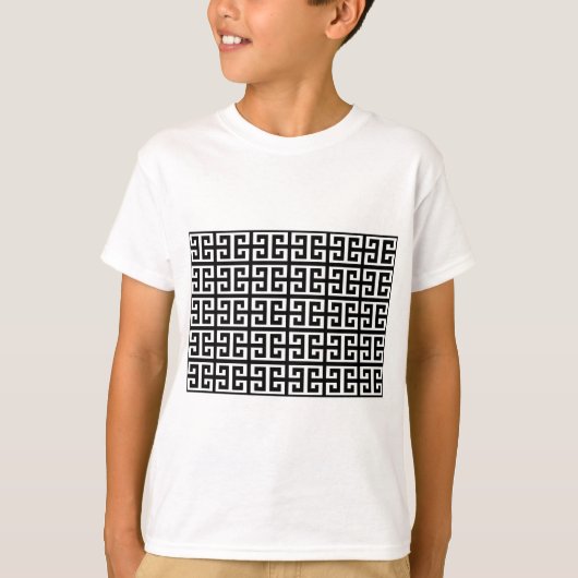zwarte witte griekse sleutel t-shirt (Voorkant)