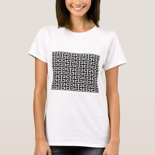 zwarte witte griekse sleutel t-shirt (Voorkant)