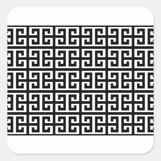 zwarte witte griekse sleutel vierkante sticker (Voorkant)