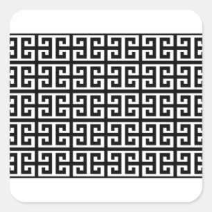 zwarte witte griekse sleutel vierkante sticker