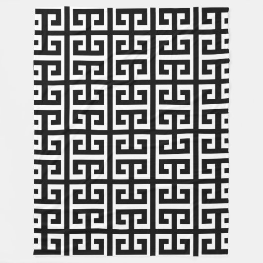 zwarte witte griekse sleuteldeken fleece deken (Voorkant)