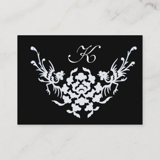 ZWARTE WITTE GRIFFINS FLORAAL FANTASY MONOGRAM VISITEKAARTJE (Achterkant)