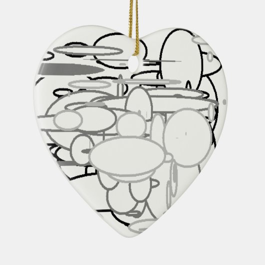 Zwarte witte grijze cirkels, digitale kunst van Ki Keramisch Ornament (Rechts)