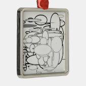 Zwarte witte grijze cirkels, digitale kunst van Ki Metalen Ornament (Rechts)