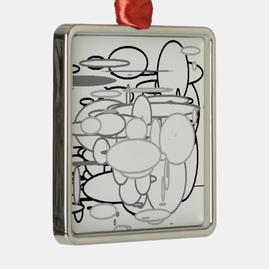 Zwarte witte grijze cirkels, digitale kunst van Ki Metalen Ornament (Rechts)