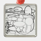 Zwarte witte grijze cirkels, digitale kunst van Ki Metalen Ornament (Voorkant)